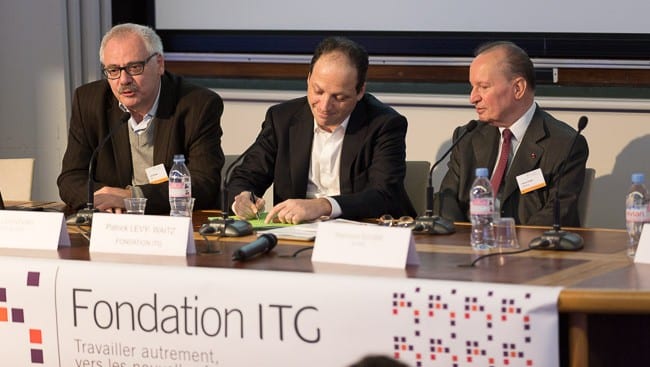 Patrick Levy-Waitz, président de la Fondation ITG, avec Raymond Soubie et Jacky Bontems